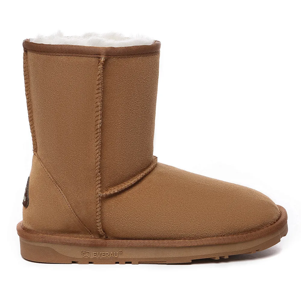 EVERAU UGG Sheepskin Wool Mid Calf Boots Short Classic Suede #EA3133