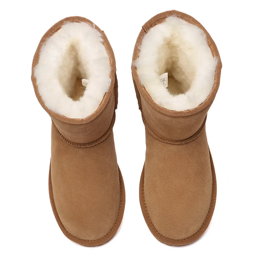 EVERAU UGG Sheepskin Wool Mid Calf Boots Short Classic Suede #EA3133