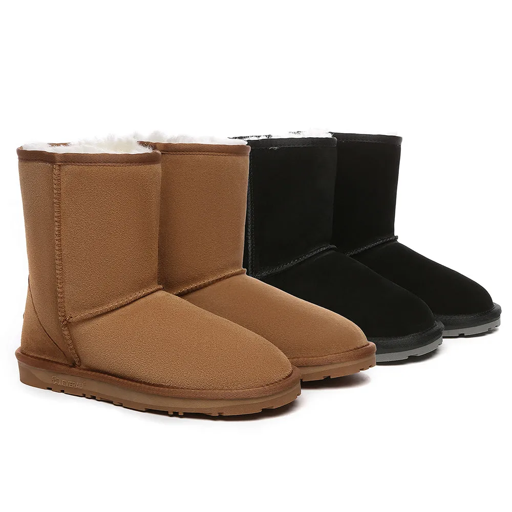 EVERAU UGG Sheepskin Wool Mid Calf Boots Short Classic Suede #EA3133