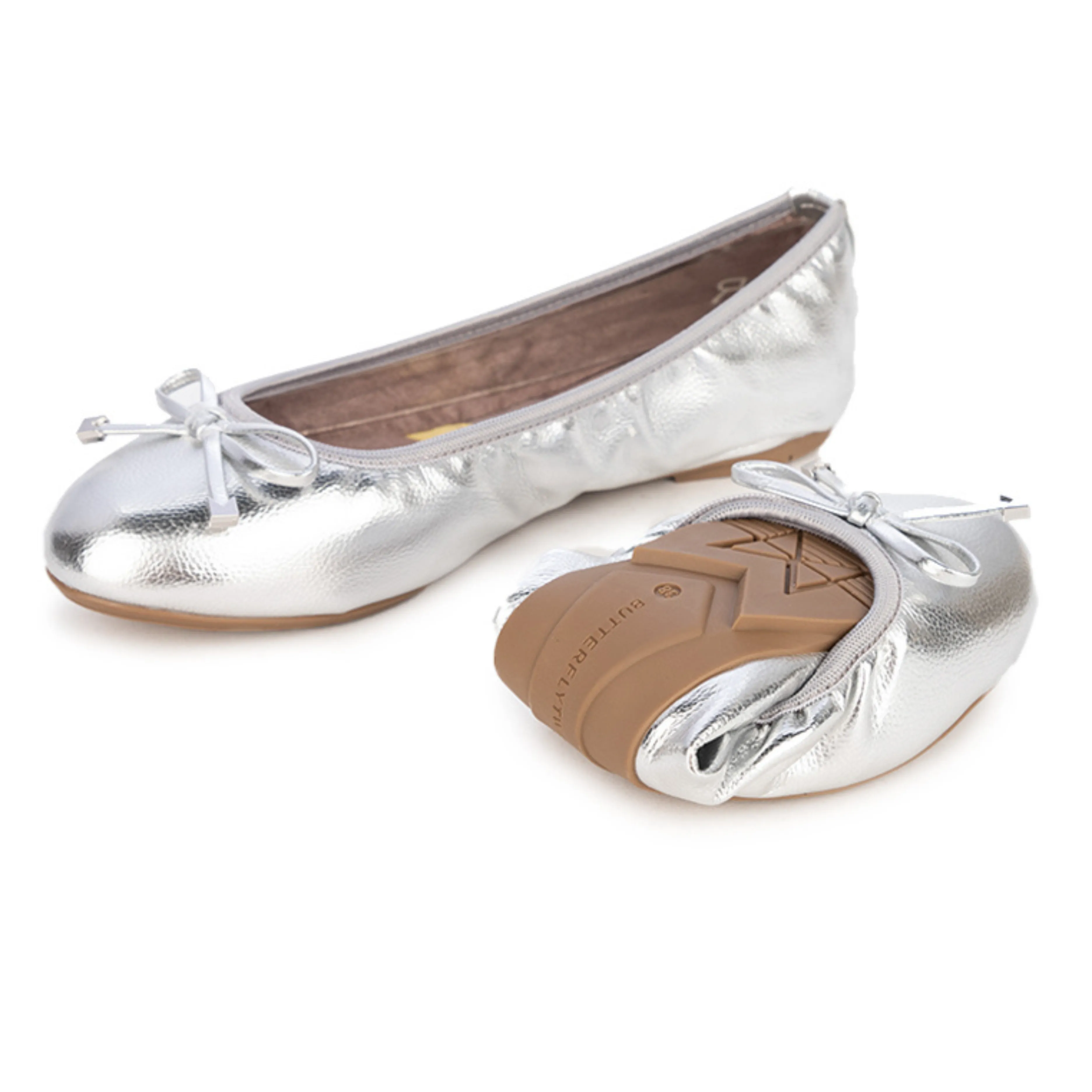 FRANKIE Ballet Flat Shoes - Silver Metallic