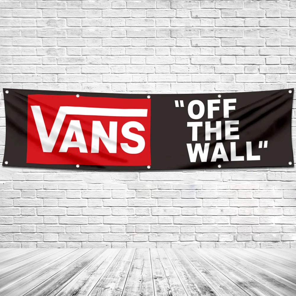 Fyon Skateboarding Shoes Garage Shop Decor Banner Work for Vans Flag 2x8 Feet