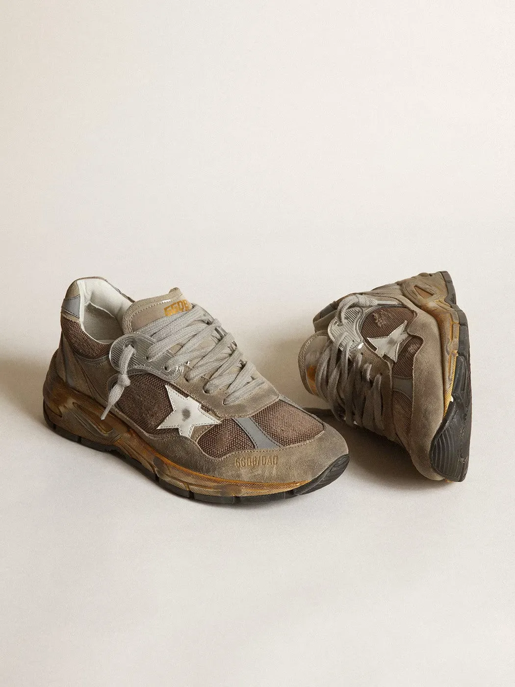 Golden Goose - Sneakers Running Dad-Star - Taupe/Argent/Blanc