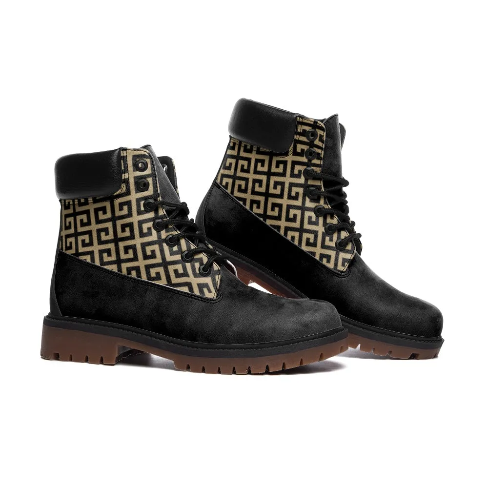 Greek Key Accented Casual Leather Lightweight boots TB