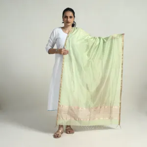 Green - Handloom Silk Cotton Zari Work Maheshwari Dupatta 02