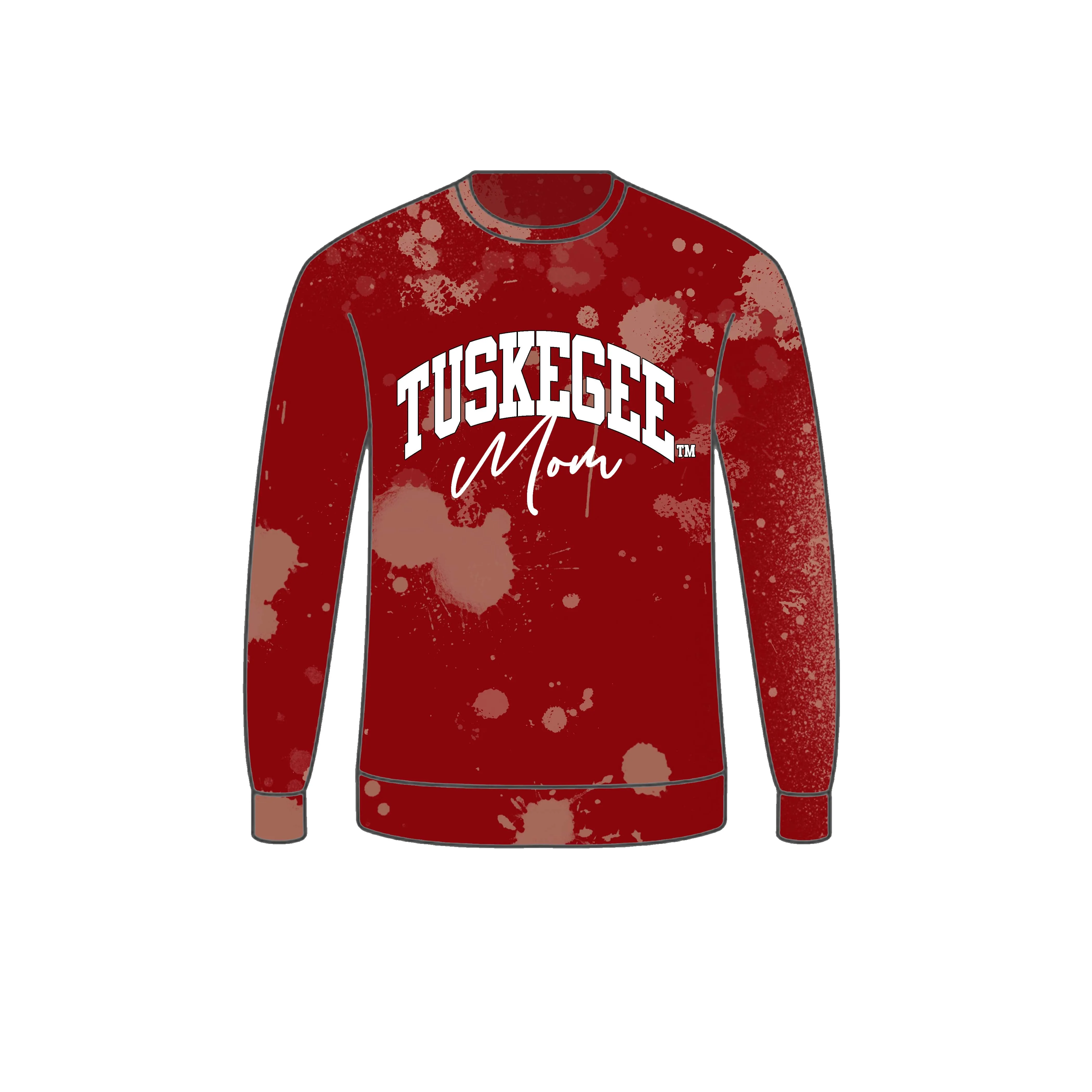 Handmade Tuskegee Mom White Sparkle ✨ on Customizable Hand Bleached Crimson Sweatshirt