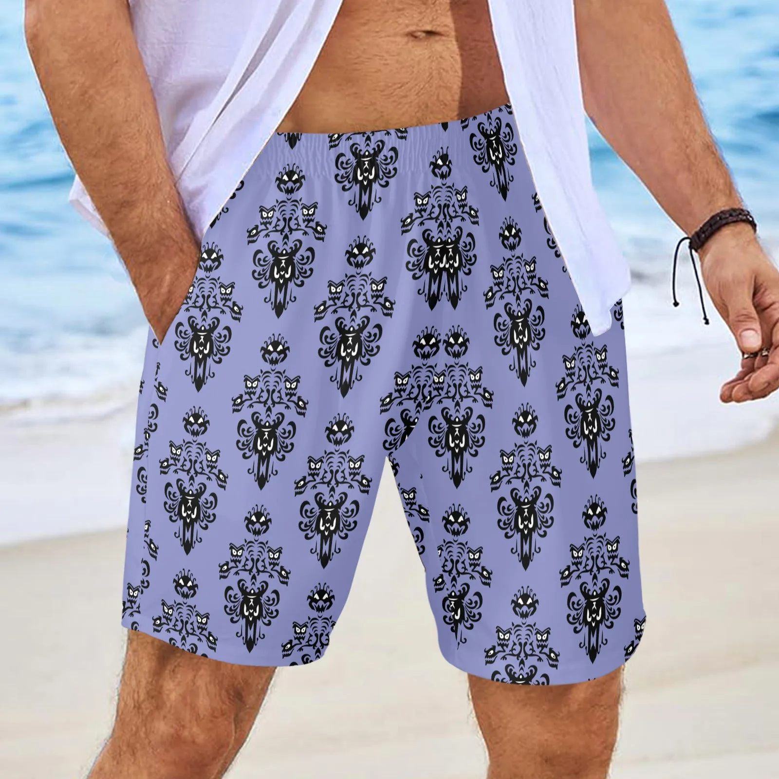 Haunted Mansion Wallpaper Men's Swim Trunks Swimsuit