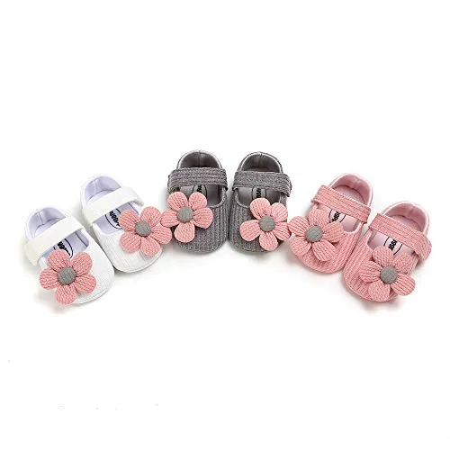 Infant Baby Girl Shoes, Flowers Baby Mary Jane Flats Princess Dress Shoes Soft Sole Baby Crib Shoes, 1932 Black, 0-6 Months Infant