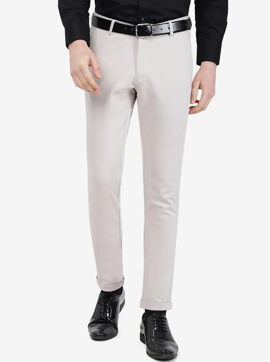 Ivory Solid Slim Fit Club Wear Trouser | JB Studio