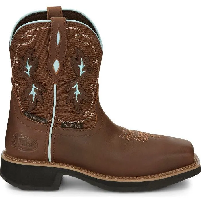 Justin Women's Chisel 8" Nano Comp Toe Western Work Boot -Brown- GY9960