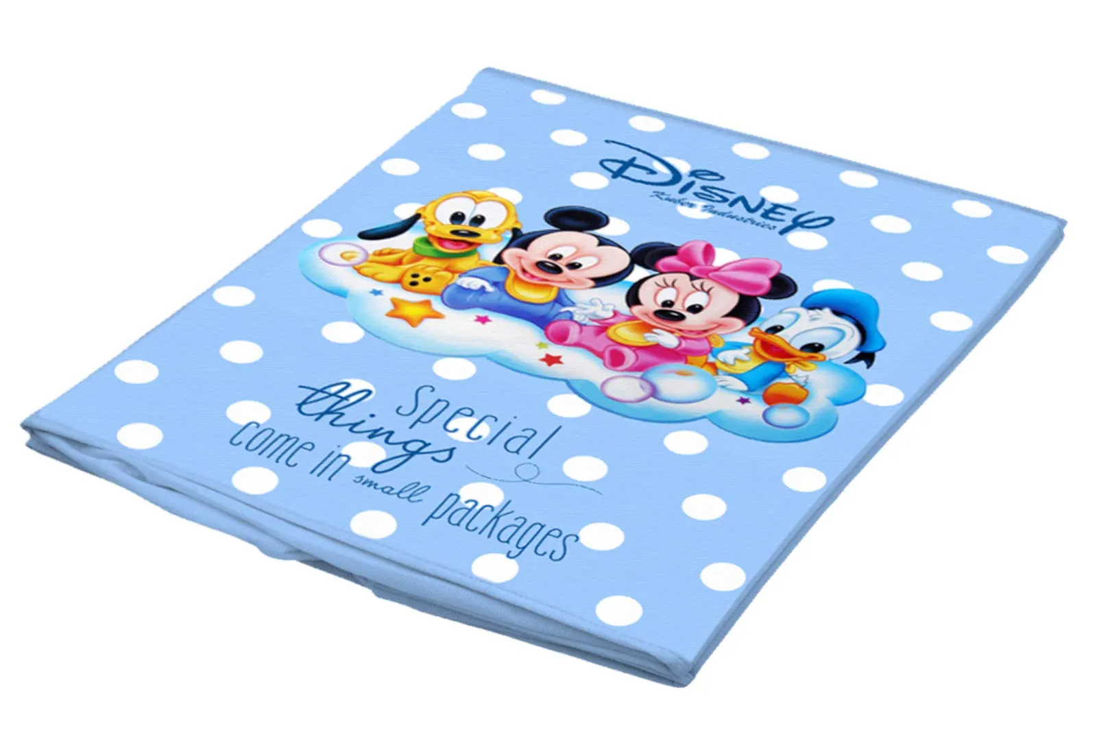 Kuber Industries Disney Baby Team Mickey Print Non Woven 3 Pieces Fabric Foldable Cubes Storage Box with Handle, Extra Large (Royal Blue)-KUBMART16153