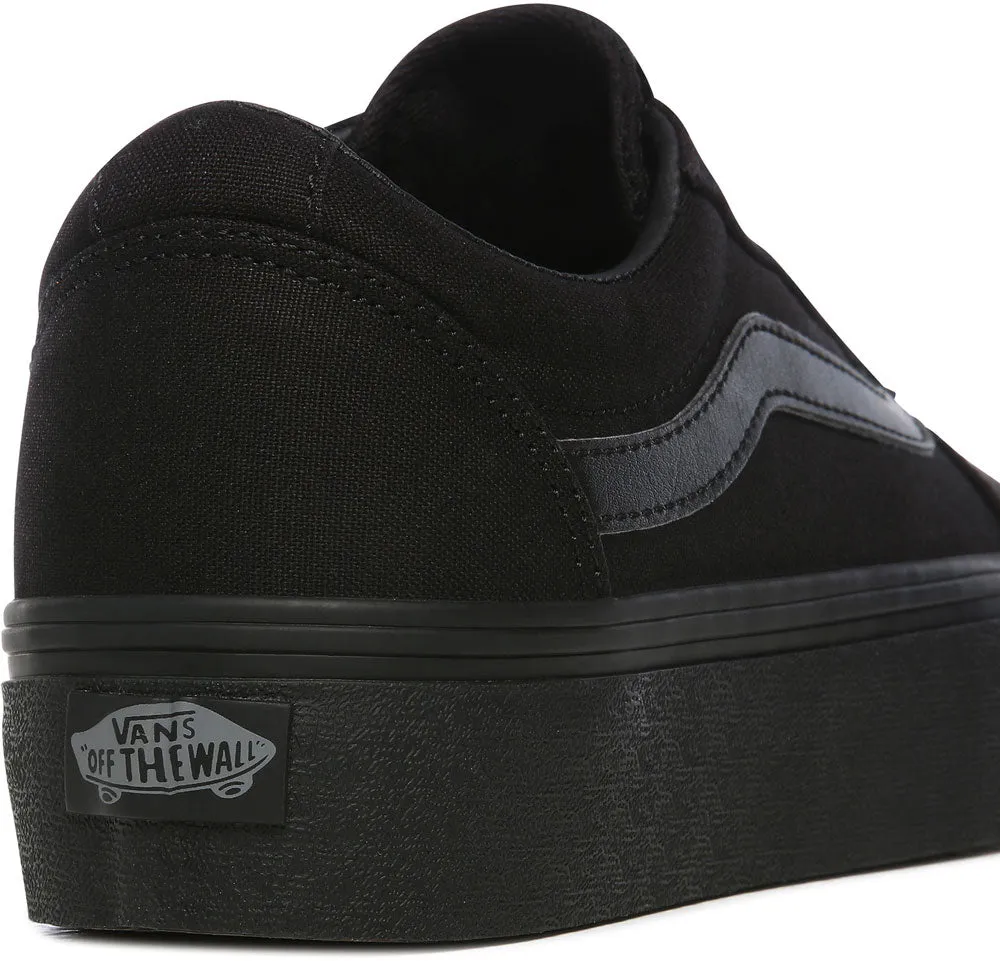 Ladies Vans Platform All Black Vans Ward Old Skool Styling School Shoes