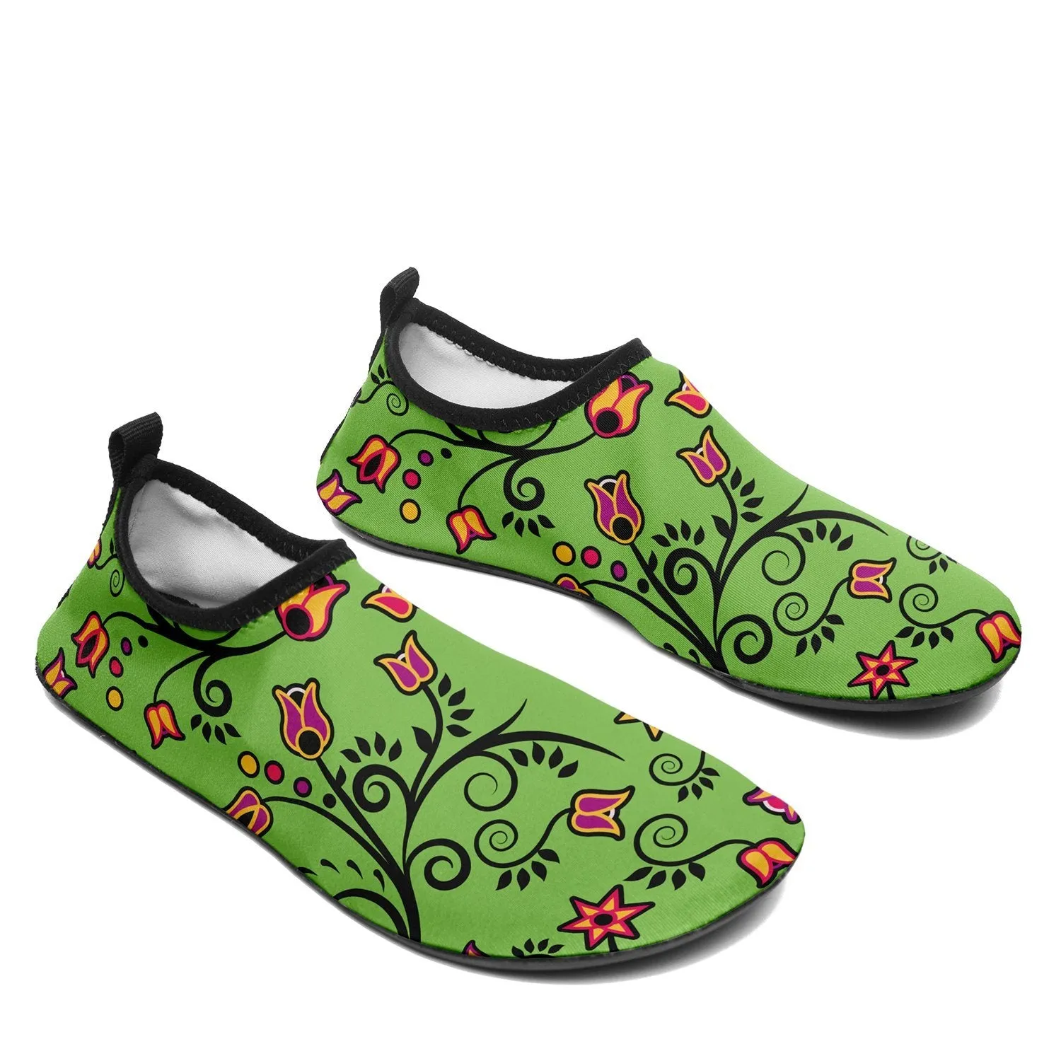 LightGreen Yellow Star Kid's Sockamoccs Slip On Shoes