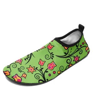 LightGreen Yellow Star Kid's Sockamoccs Slip On Shoes