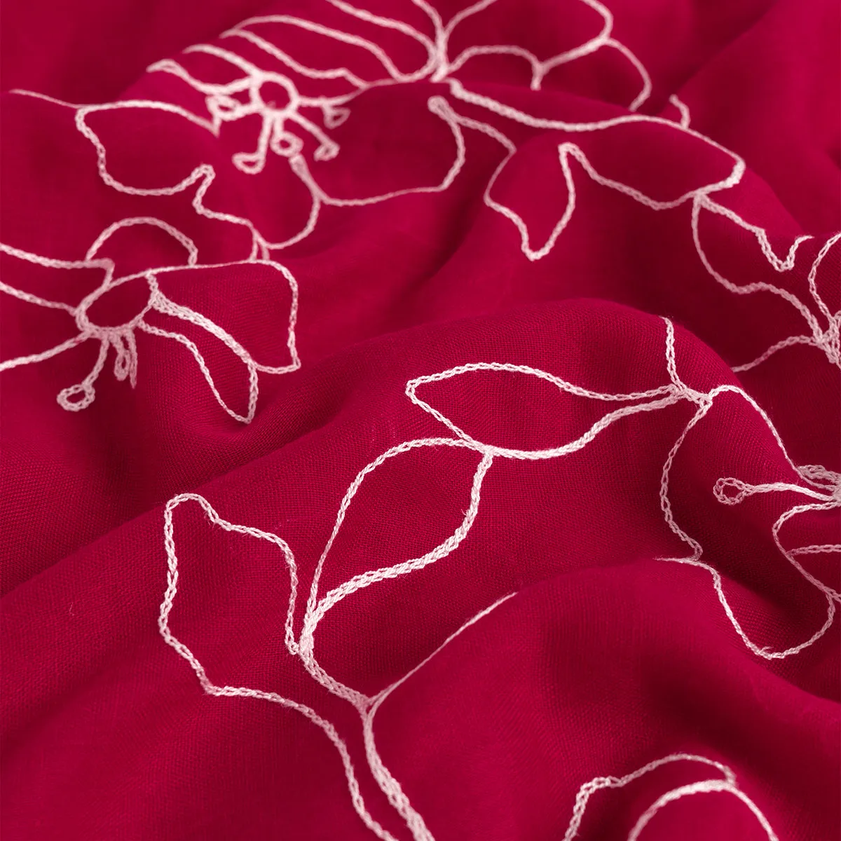 Lily Embroidered Hijab - Cherry