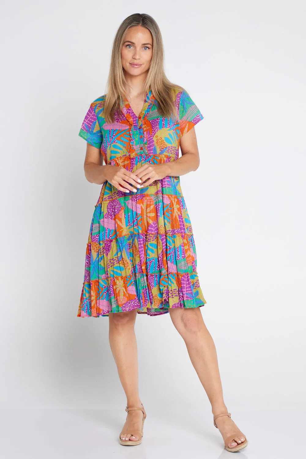 Marta Frill Neck Dress - Verdura Tropical