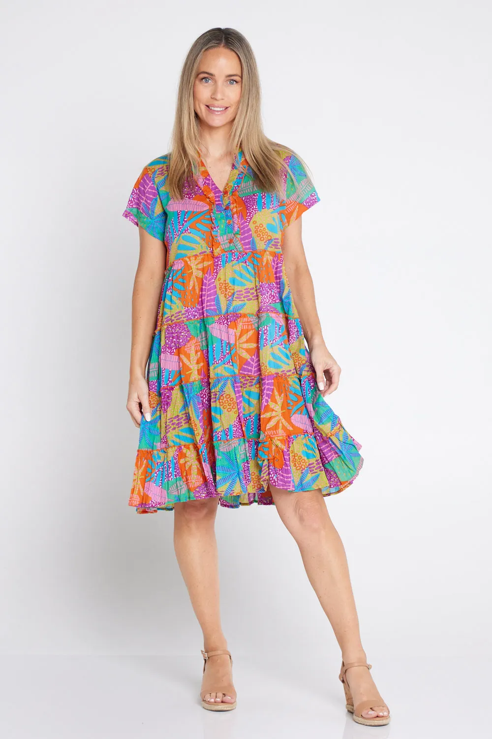 Marta Frill Neck Dress - Verdura Tropical