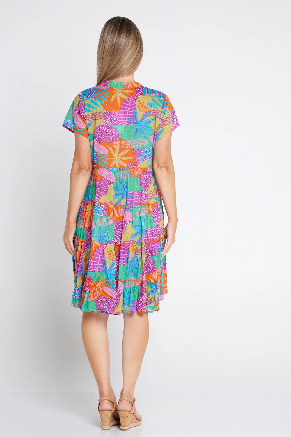 Marta Frill Neck Dress - Verdura Tropical