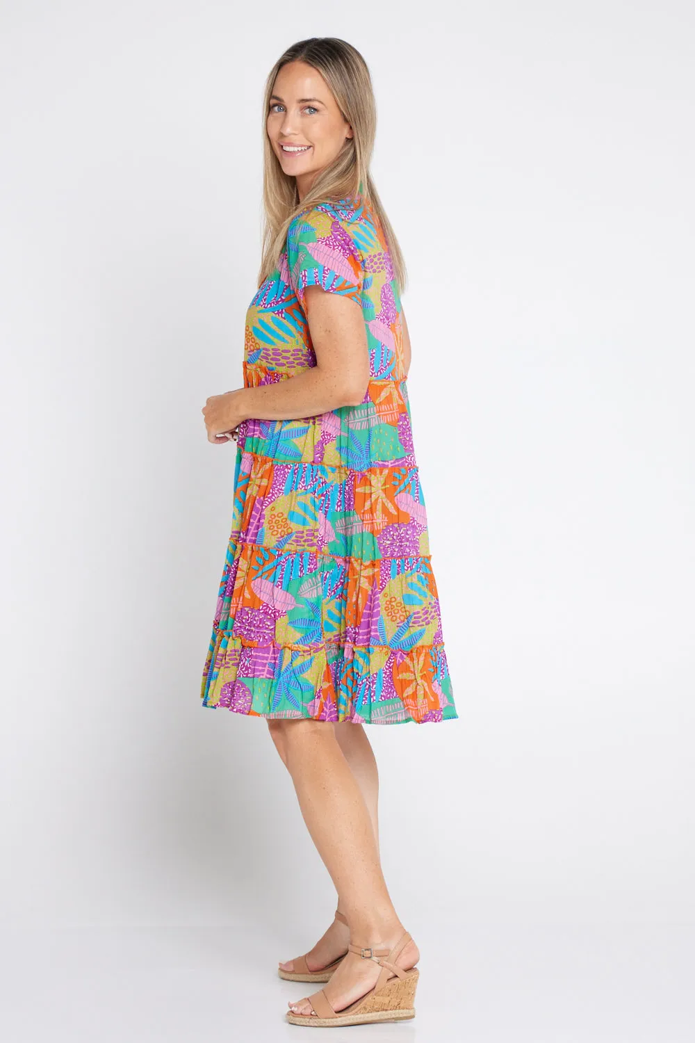 Marta Frill Neck Dress - Verdura Tropical