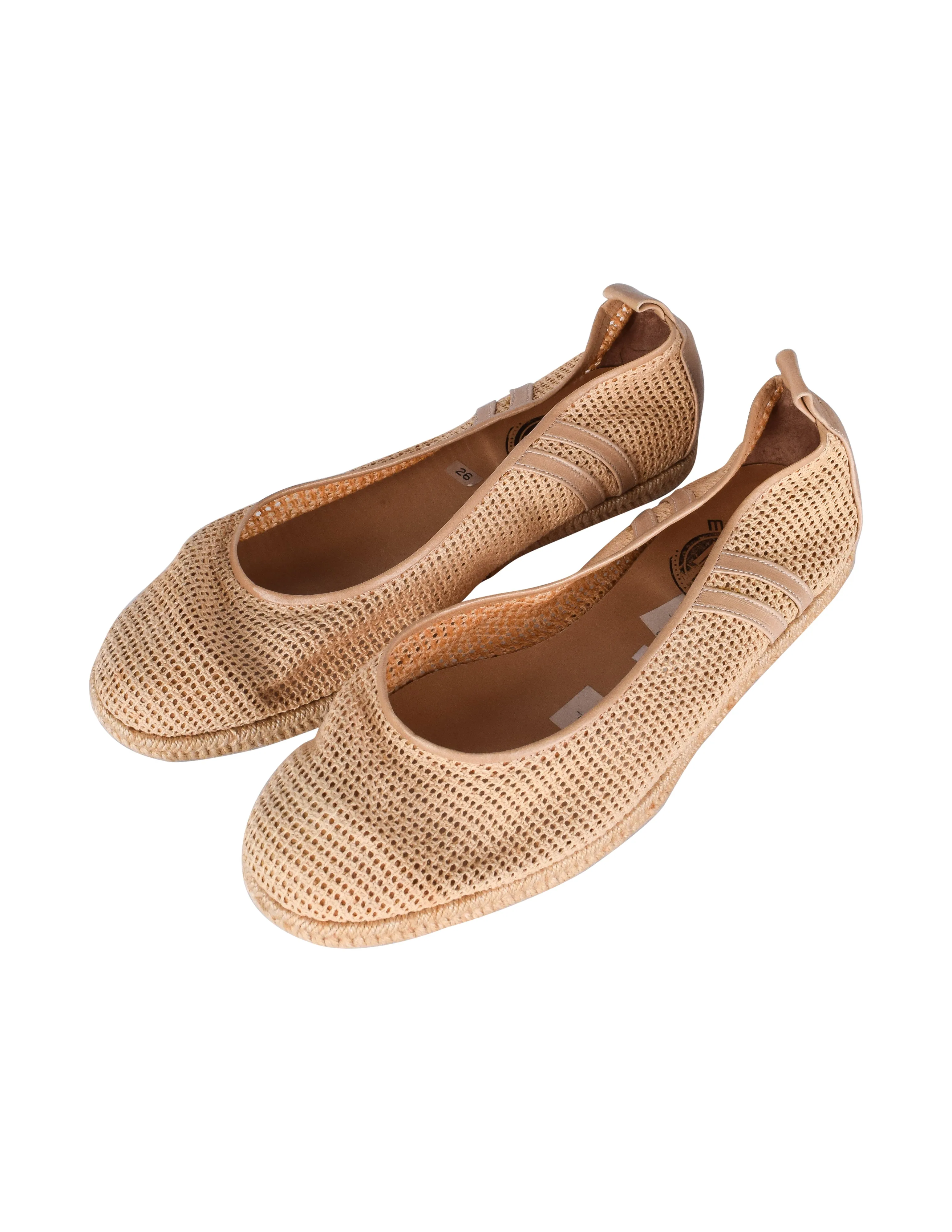 Matsuda Vintage Beige Mesh Net Flat Espladrille Shoes