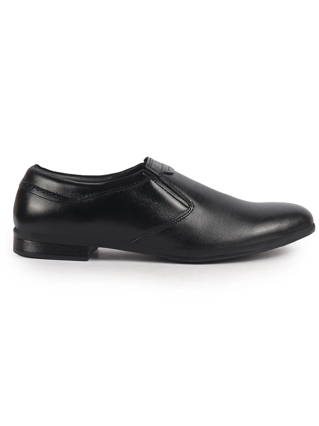 Men Black Genuine Leather Broad Feet Formal Slip On Shoe|Work Wear|Comfort for Office|Anti Skid Sole