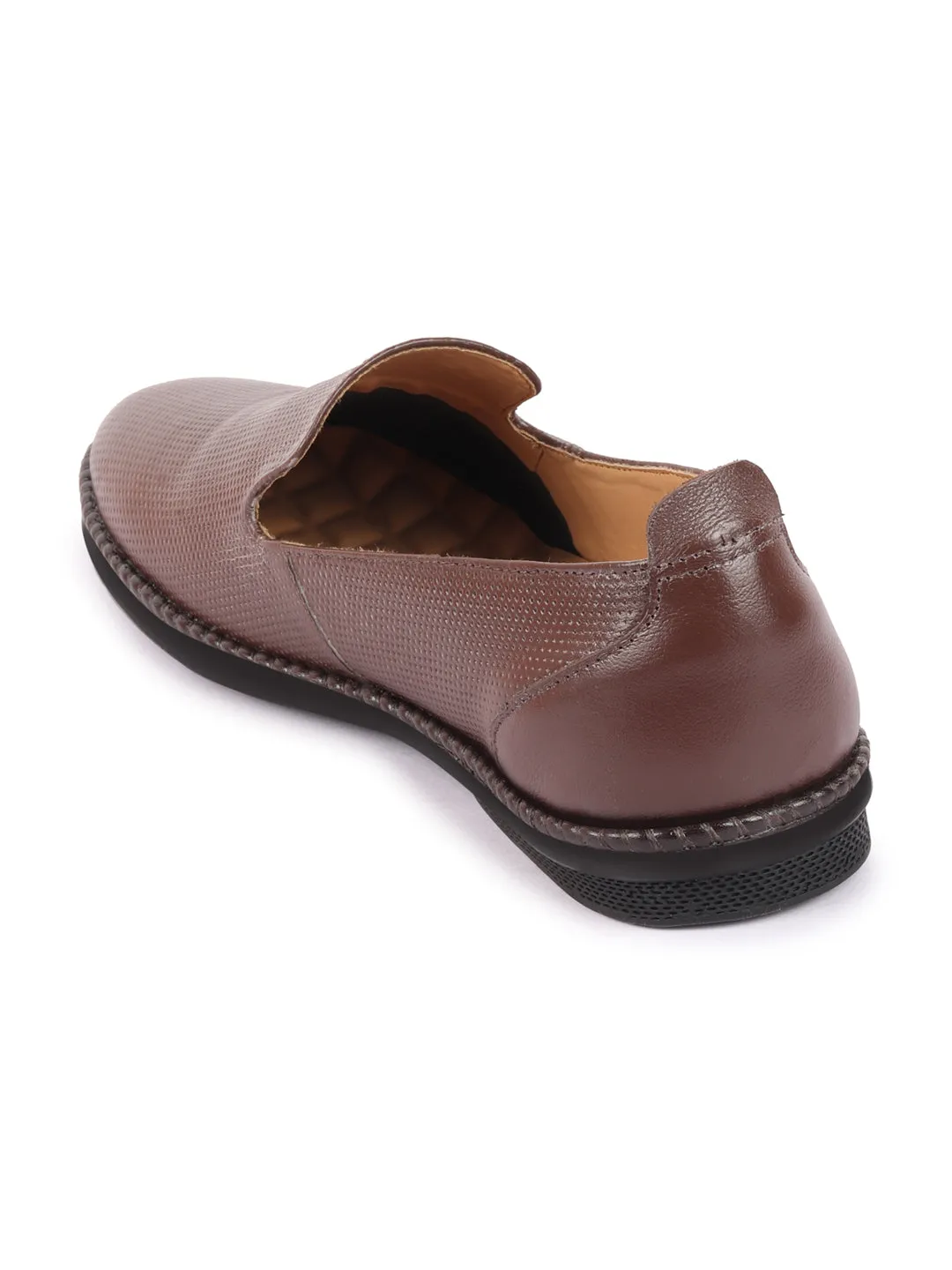 Men Brown Cap Toe Formal/Office Leather Prom Slip On Shoes