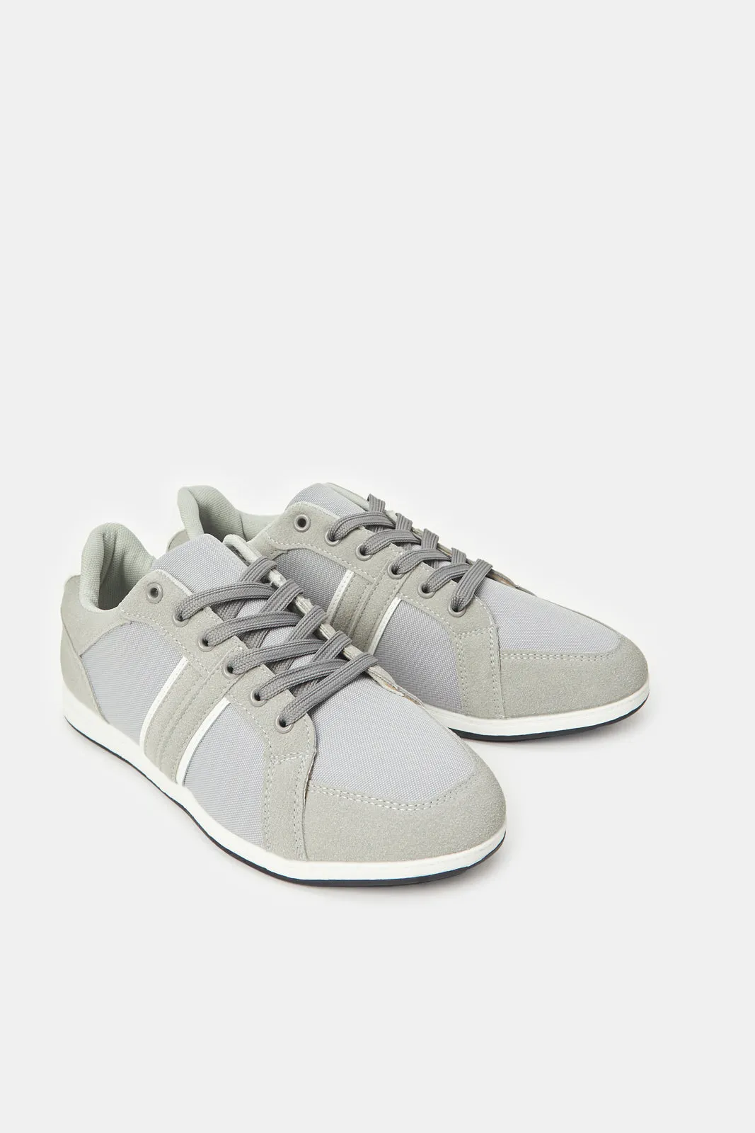 Men Grey Lace Up Sneakers