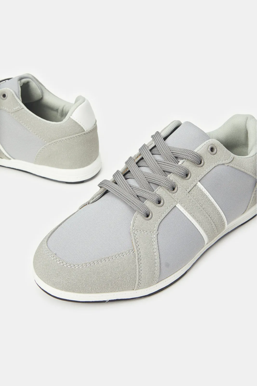 Men Grey Lace Up Sneakers