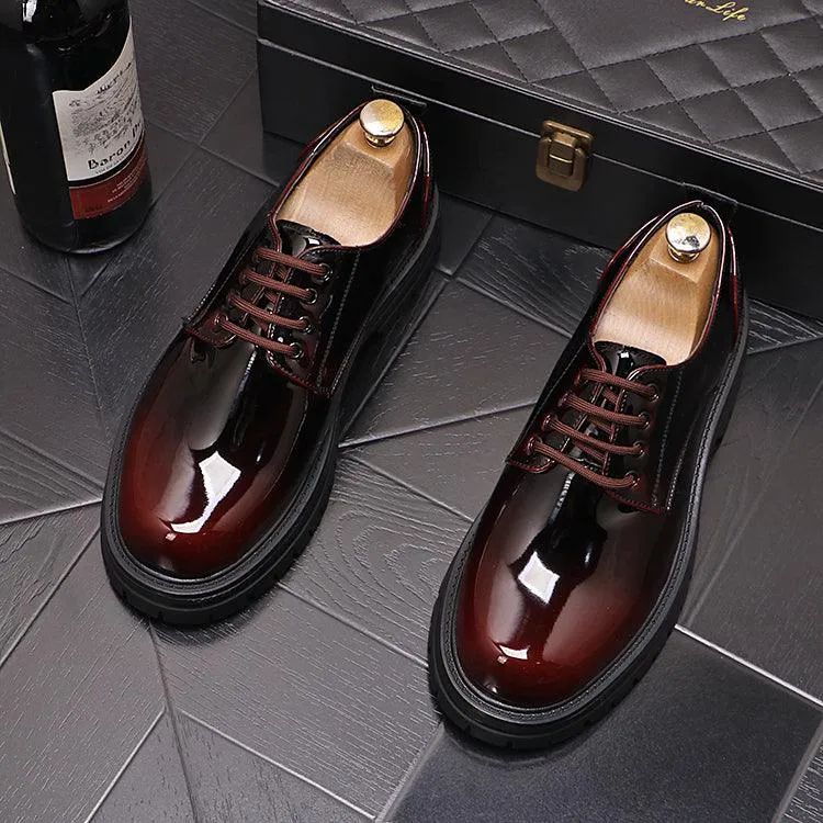 Men's Autumn And Winter Bright Leather Shoes Thick Sole Fashion Casual