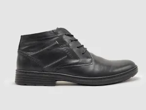 Men's Modern Wool-Lined Zip-Up Leather Boots - Black