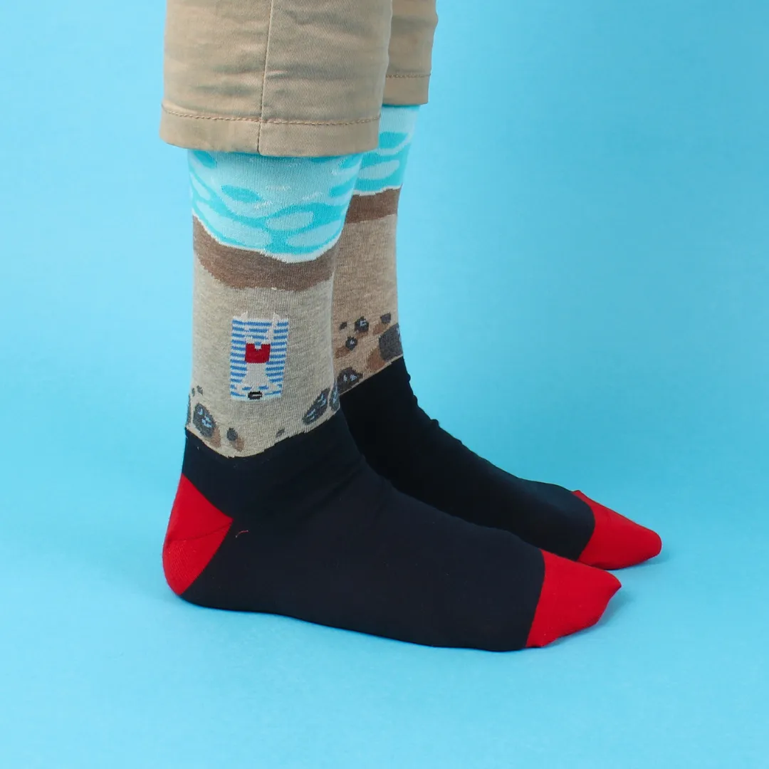 Men's Sun Bathing Scene Cotton Socks