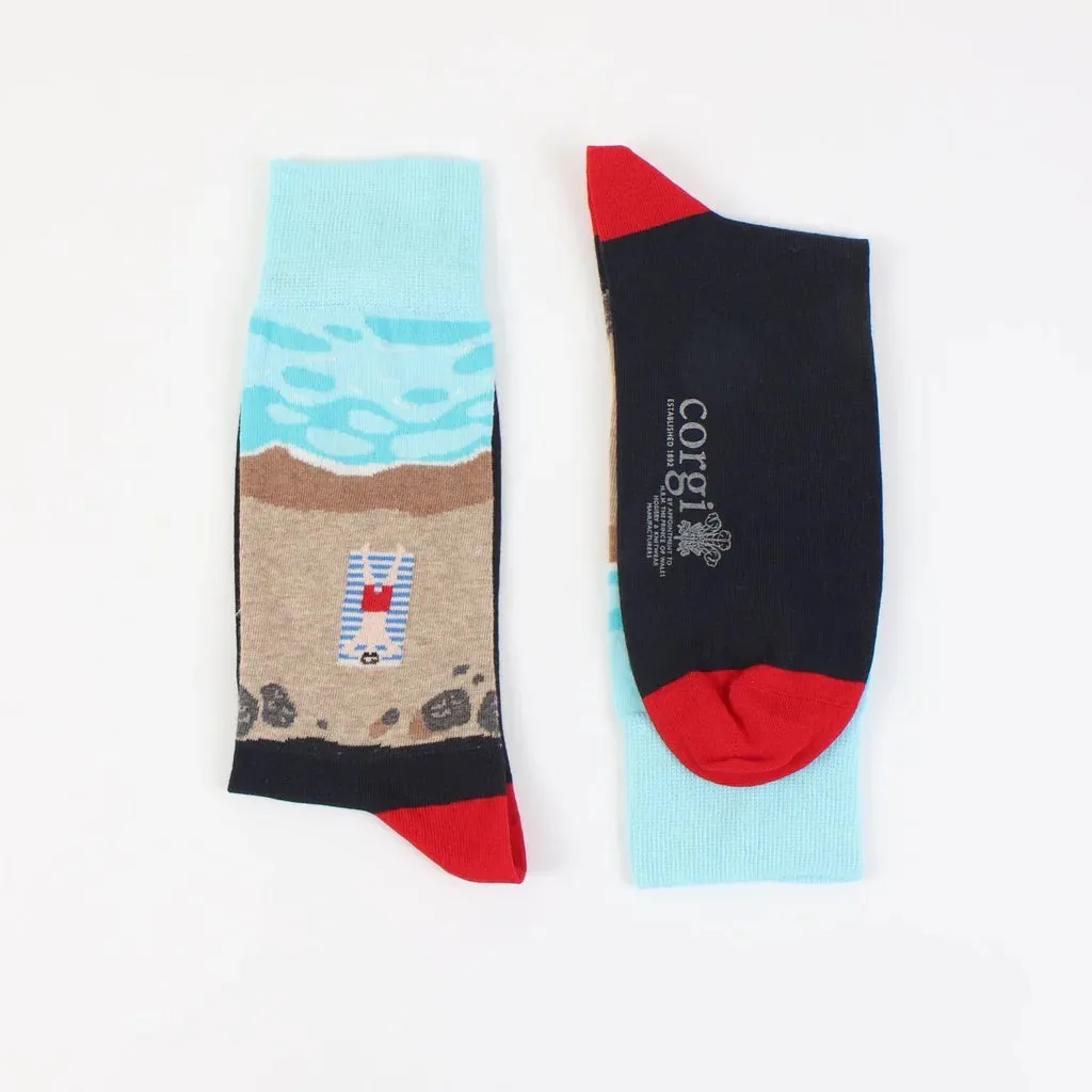 Men's Sun Bathing Scene Cotton Socks