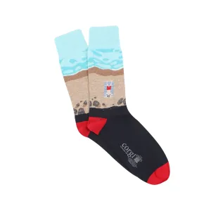 Men's Sun Bathing Scene Cotton Socks