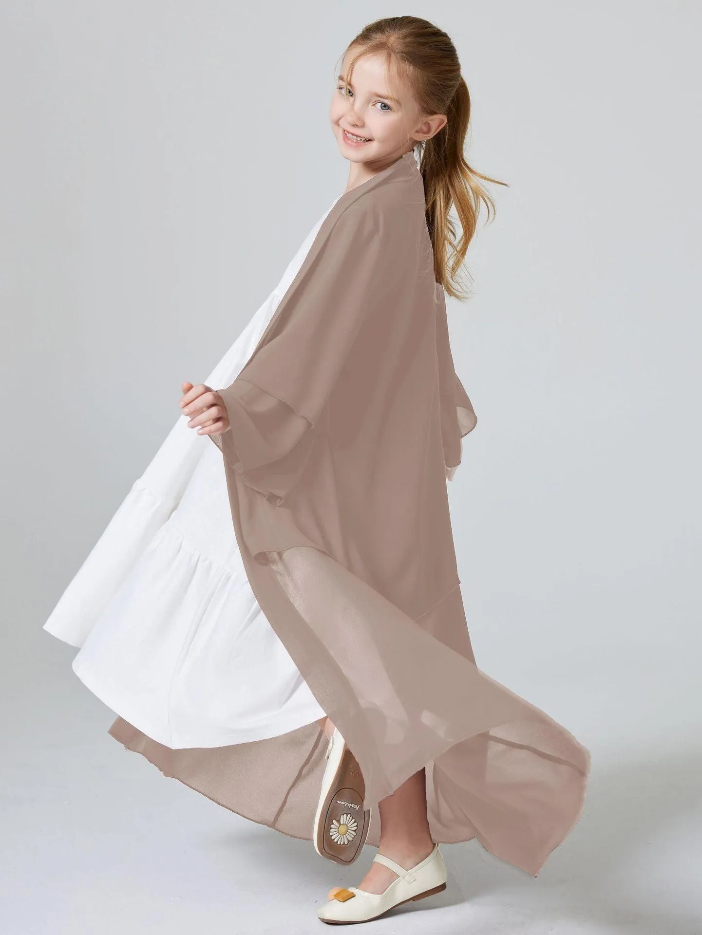 MKG007 Two Layers Chiffon Girls Open Abaya