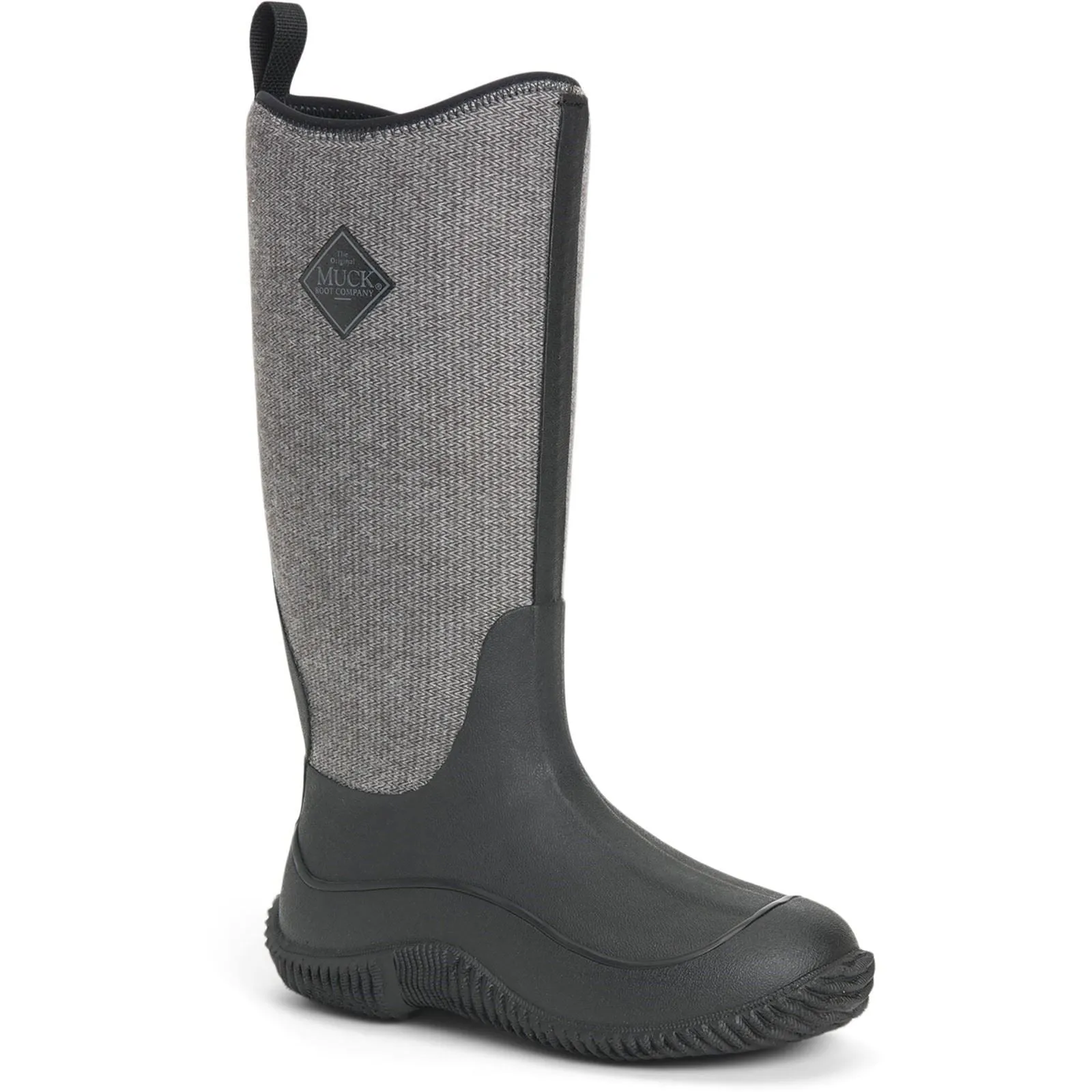 Muck Boots Hale Rubber Black W/ Fuzzy Herringbone Wellington Boots