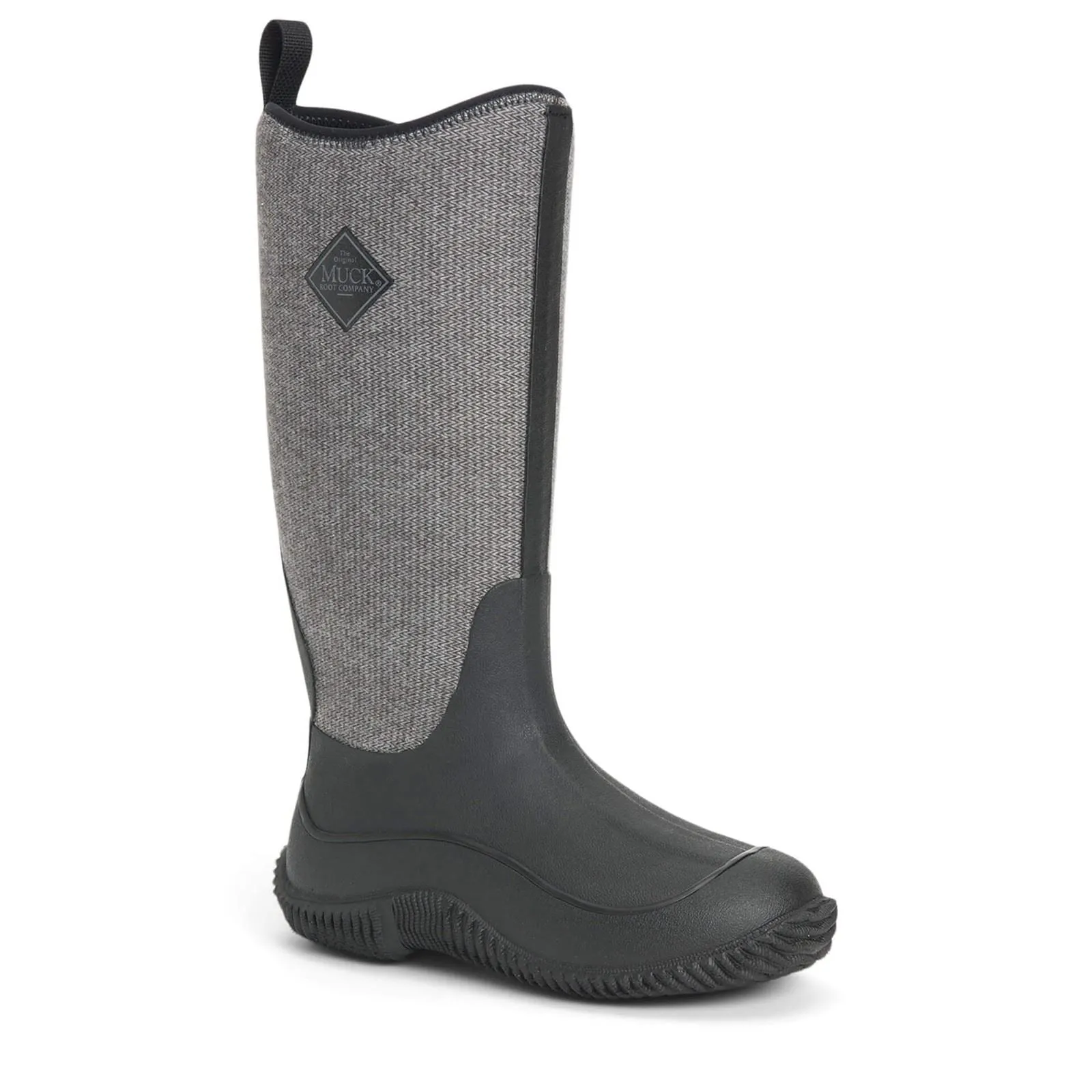 Muck Boots Hale Rubber Black W/ Fuzzy Herringbone Wellington Boots