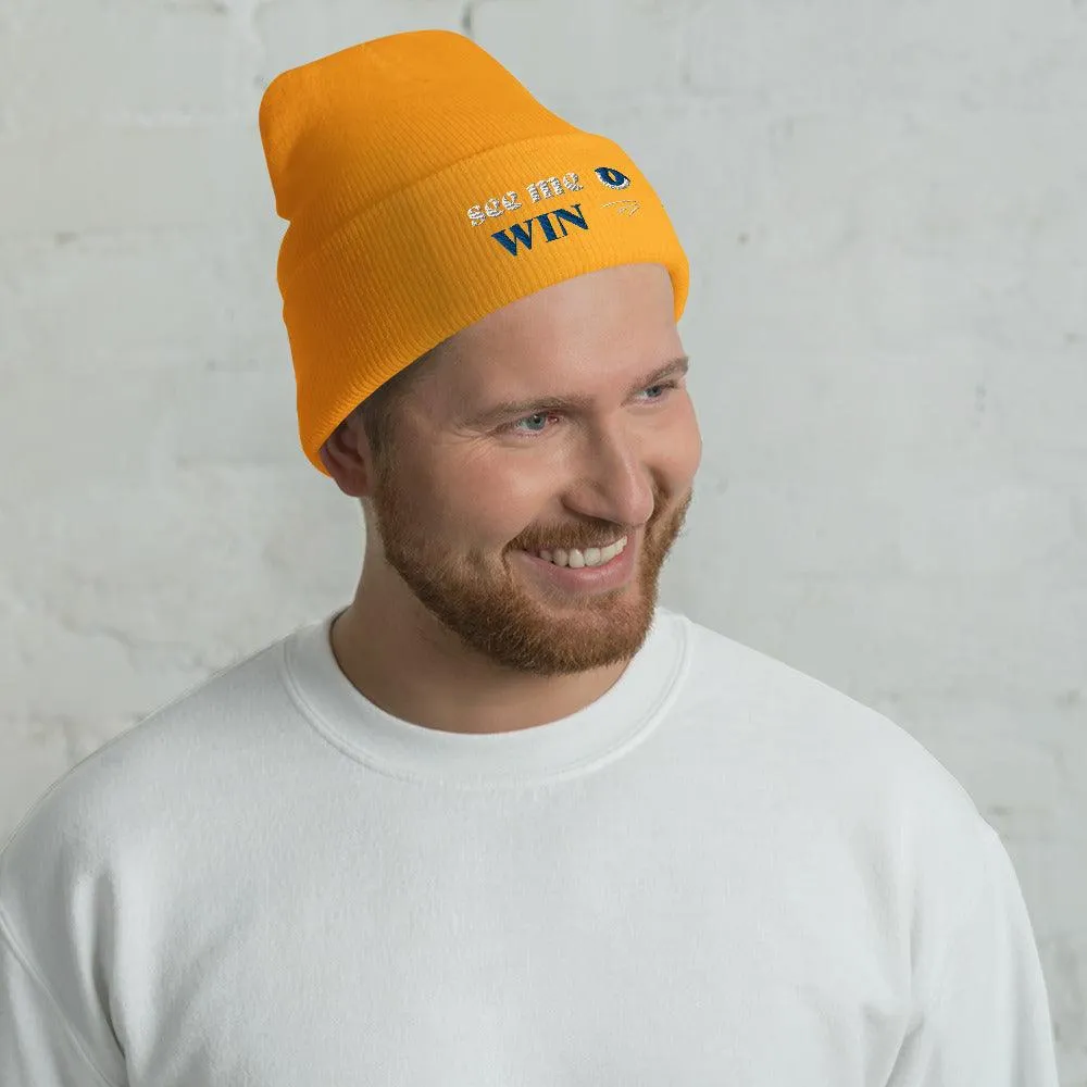 Orange Cuffed Beanie See Me Win Embroidery