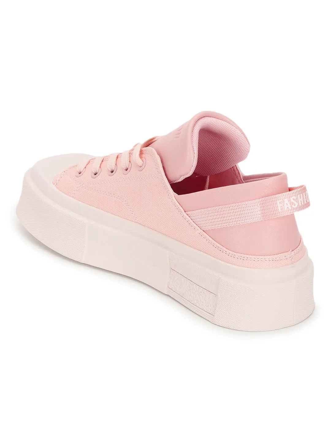 Pink Canvas Stylish Lace-Up Sneakers (TC-RS3700-PNK)