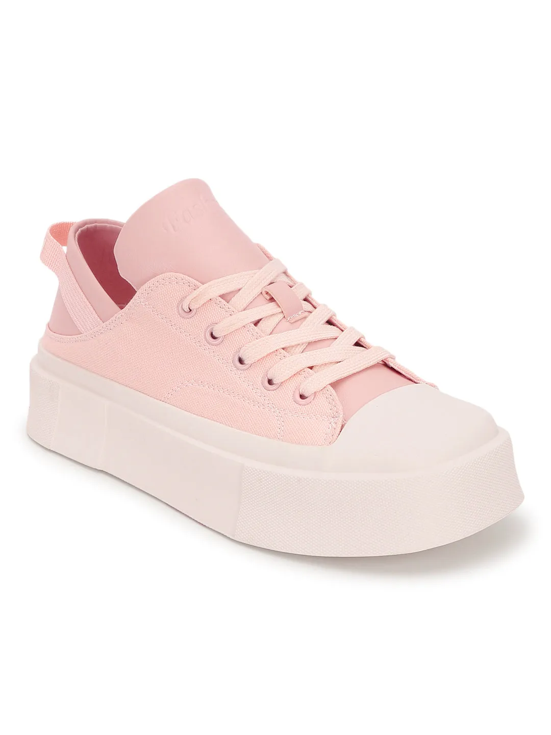 Pink Canvas Stylish Lace-Up Sneakers (TC-RS3700-PNK)