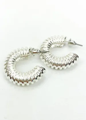 Pipa Textured Hoops - Silver