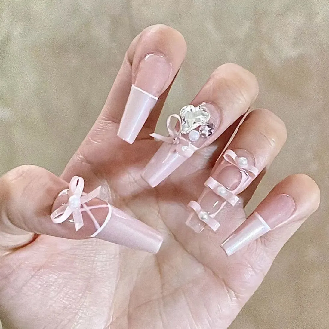 Pure Handmade Manicure Wear Armor Ballet Shoes Pink Bow Melody Wear Armor Advanced Ballet Queen