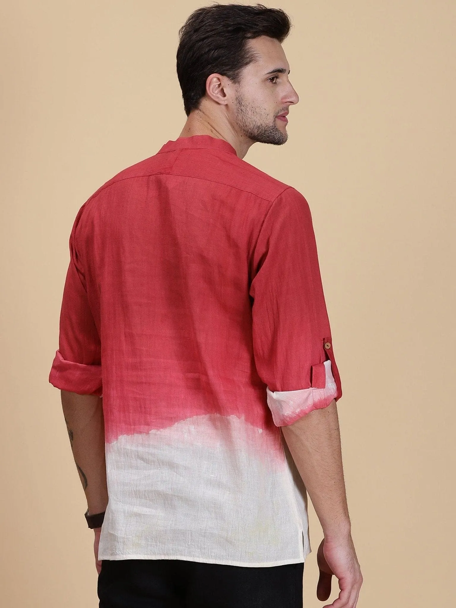 Red Hand Dyed Men Shirt