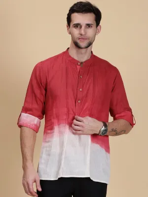 Red Hand Dyed Men Shirt