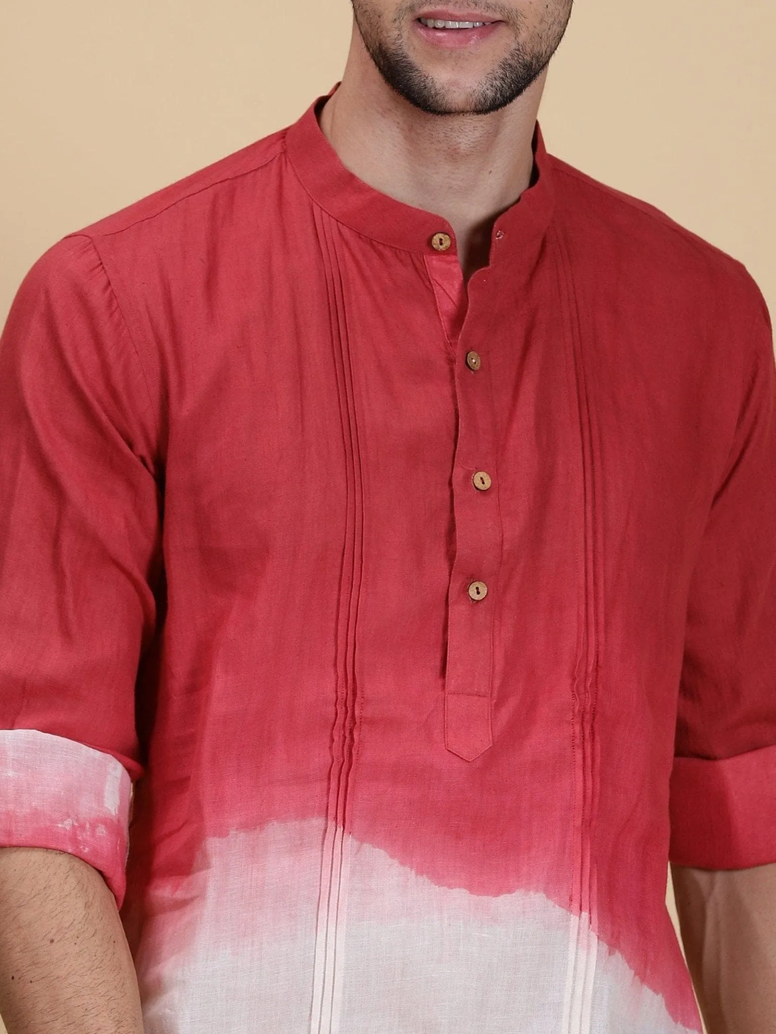 Red Hand Dyed Men Shirt