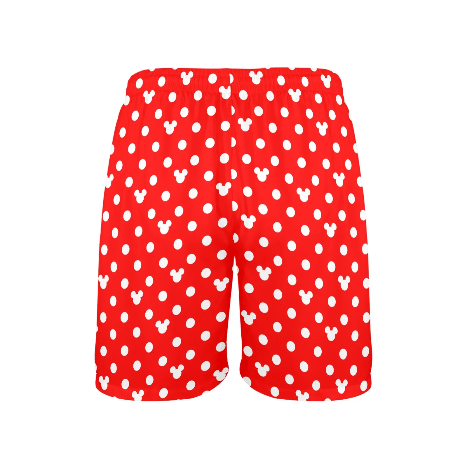 Red With White Mickey Polka Dots Men's Swim Trunks Swimsuit