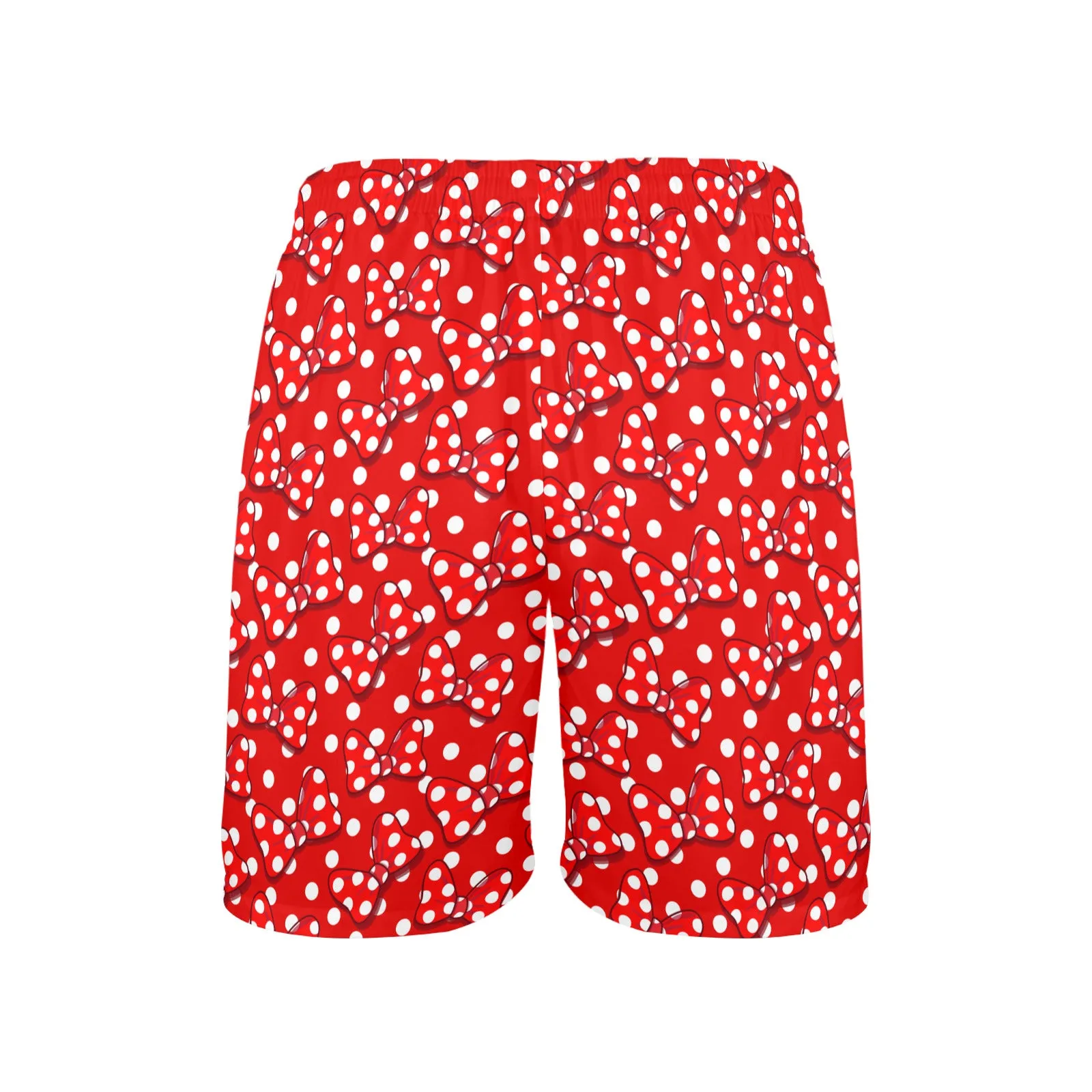 Red With White Polka Dot And Bows Men's Swim Trunks Swimsuit