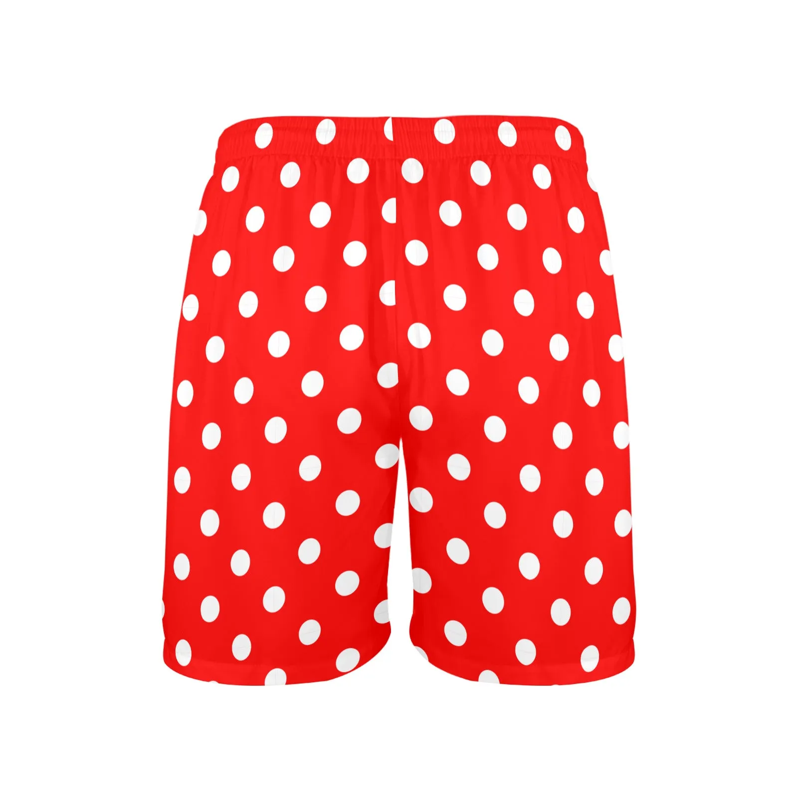 Red With White Polka Dots Men's Swim Trunks Swimsuit