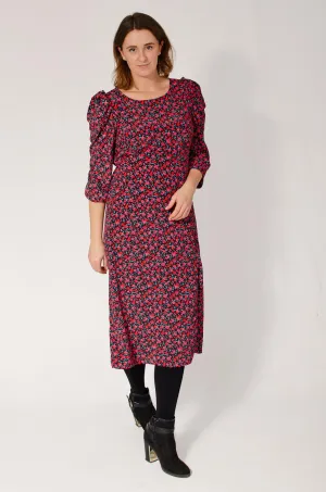 Round Neck Floral Midi Dress