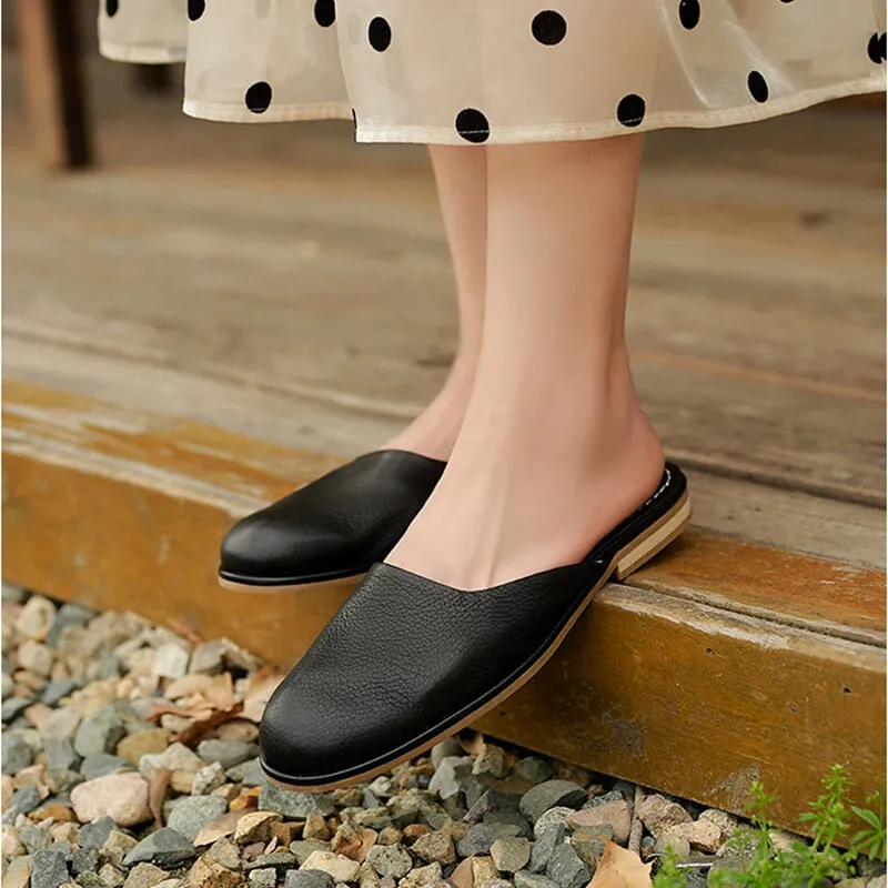 Sheepskin Loafer Mules for Women Backless Loafers in Black/Brown/Apricot