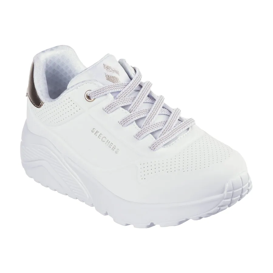 Skechers scarpa sneakers da ragazza Uno Lite Metallic Mode 310384L/WHT bianco