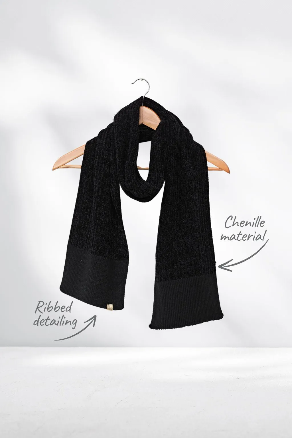 Stella and Gemma Chenille Scarf Black